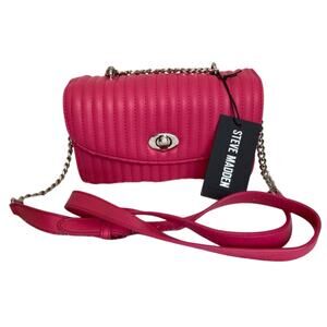 Brand New Super Cute Steve Madden fuchsia Crossbody Purse Handbag Silver Msrp$78